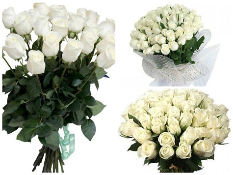 Букет из белых роз в подарок на 8 марта жене