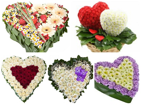 Сердца из цветов на День Влюбленных