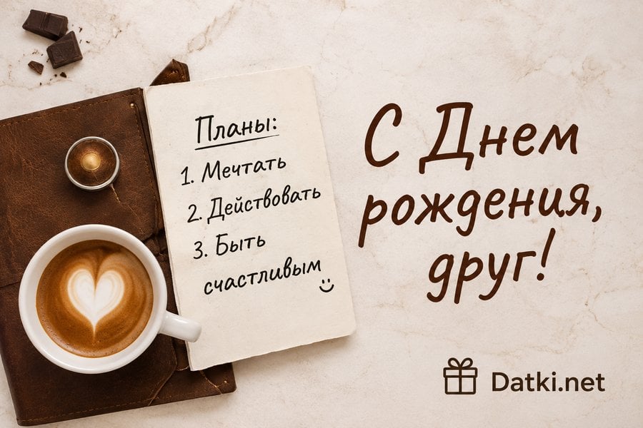 Открытка с днём рождения другу — только хороших новостей