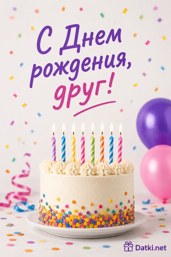 Открытка с днём рождения другу — крепкой дружбы и радости