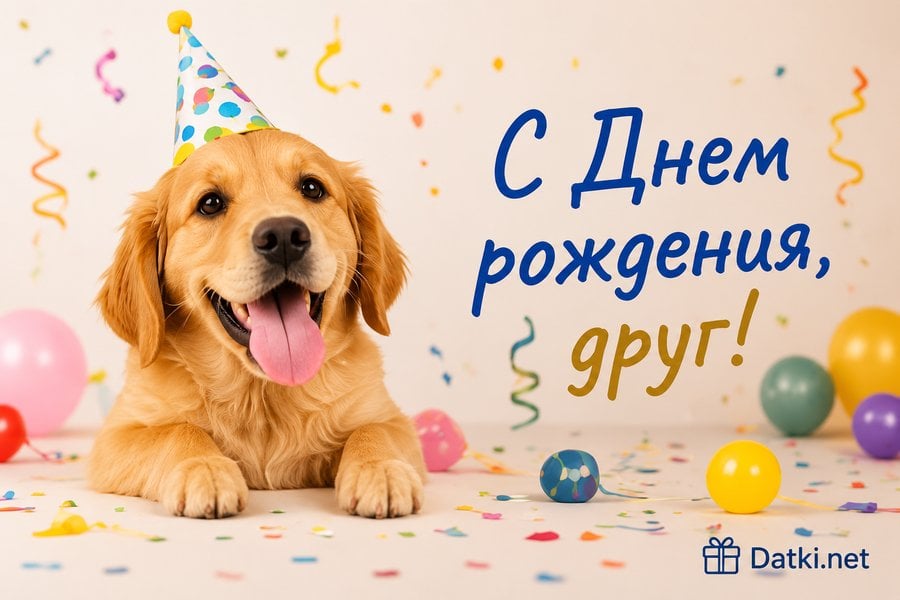 Открытка с днём рождения другу — с теплыми пожеланиями