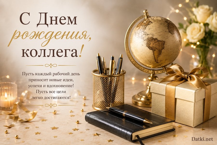 Изображение с днём рождения коллеге — пусть цели достигаются легко