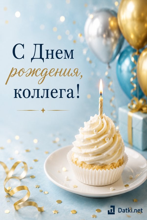 Открытка с днём рождения коллеге — с ДР