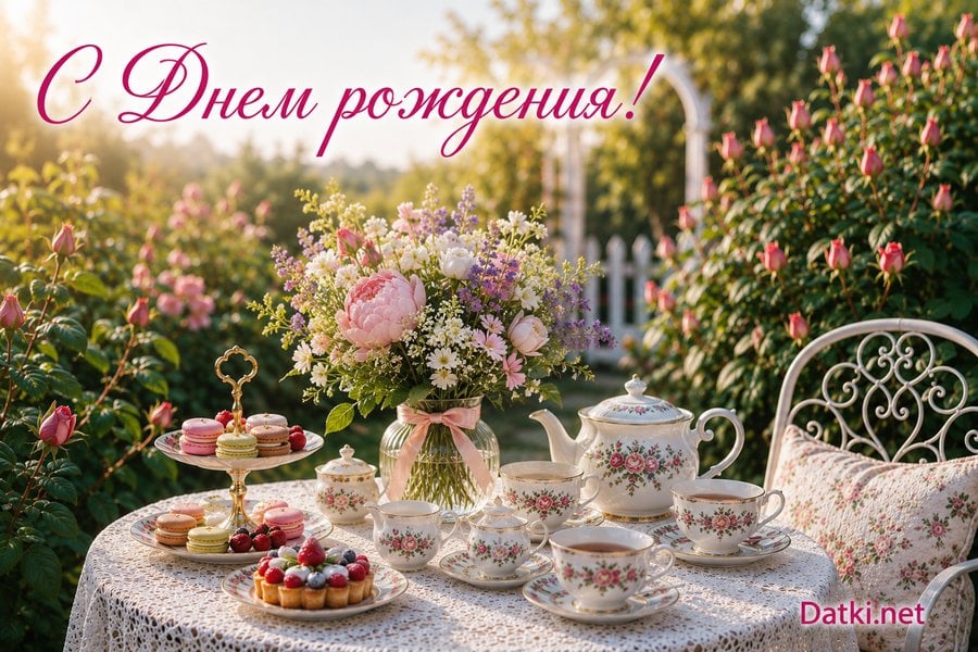 Открытка с днём рождения женщине — счастья и красоты