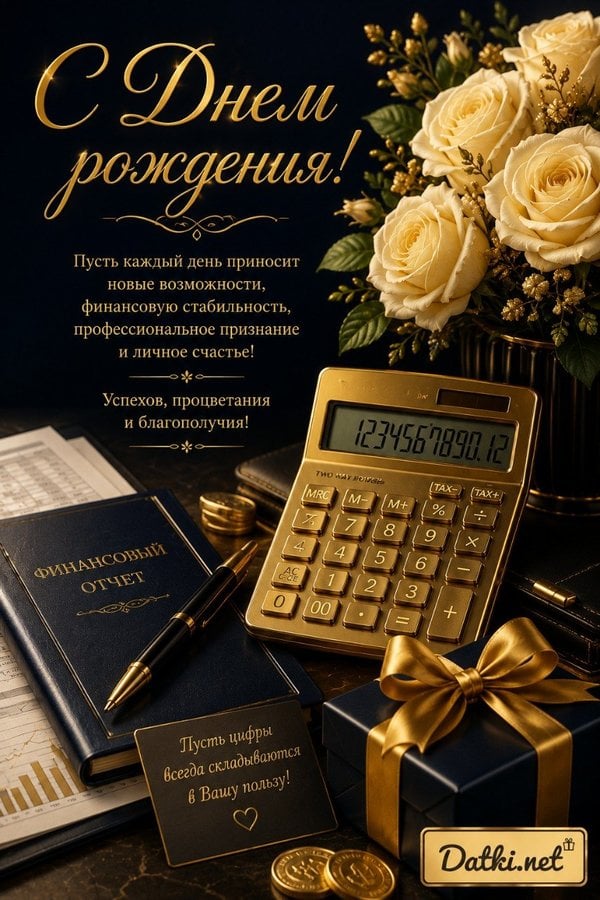Картинка с днём рождения бухгалтеру — с праздником, коллега