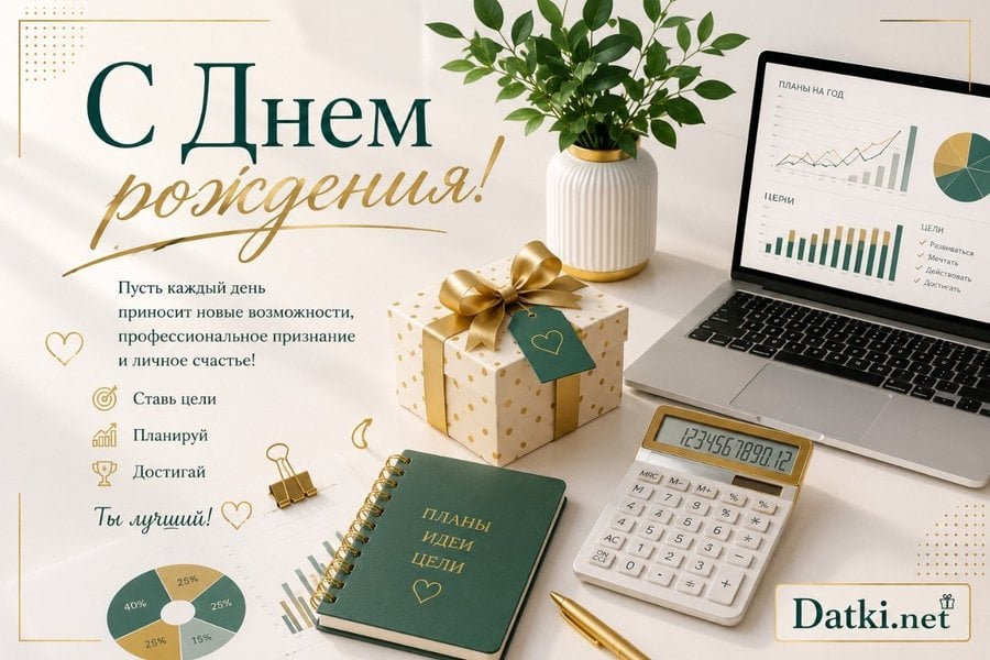 Открытка с днём рождения бухгалтеру — пусть проекты удаются
