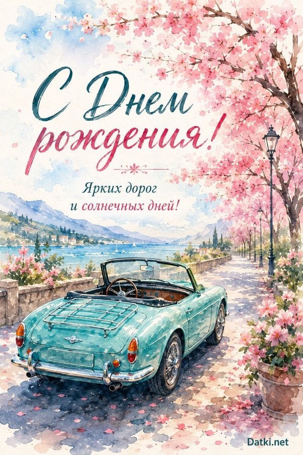 Картинка с днём рождения водителю — пусть год будет ярким