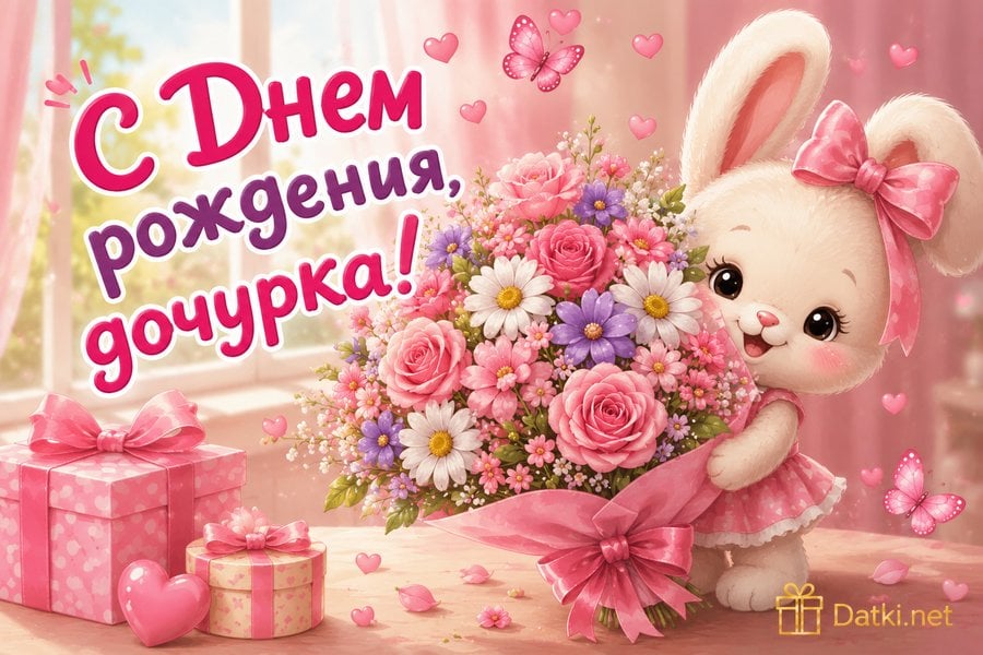 Открытка с днём рождения дочери — пусть день будет особенным