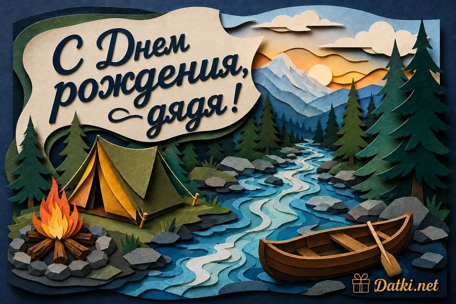 Открытка с днём рождения дяде — здоровья и энергии