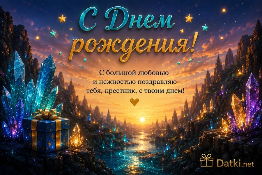 Открытка с днём рождения крестнику — любимому крестнику — с праздником