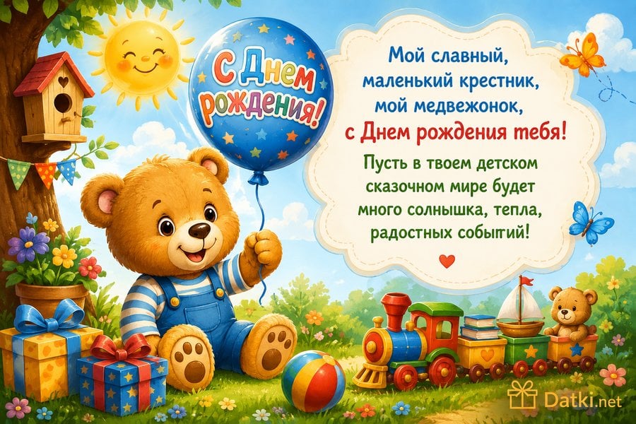 Картинка с днём рождения крестнику — с именинами
