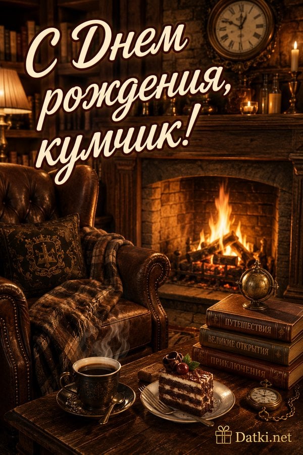 Открытка с днём рождения куму — с именинами