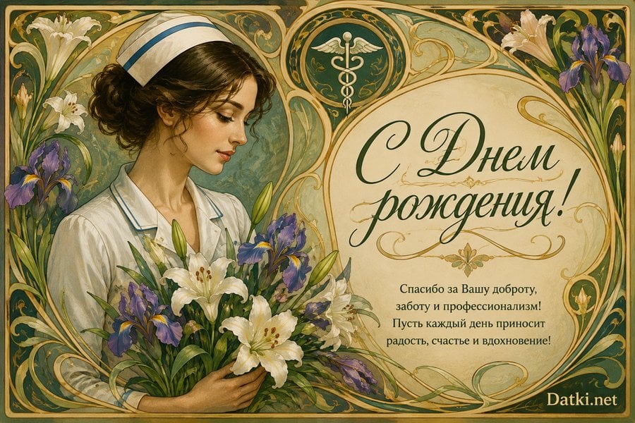 Открытка с днём рождения медсестре — нежных рук и тёплого сердца