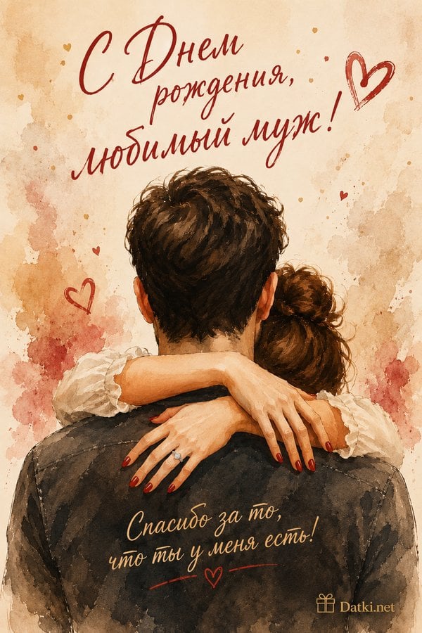Картинка с днём рождения мужу — счастья и благополучия