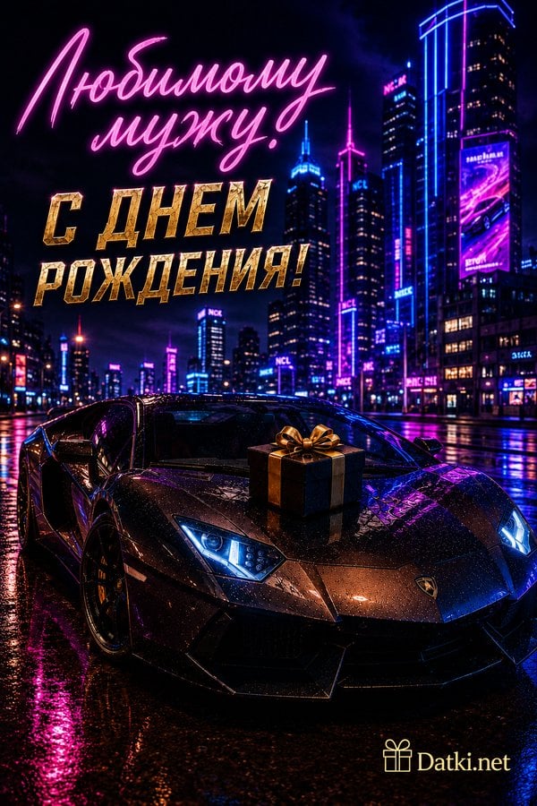 Открытка с днём рождения мужу — с именинами