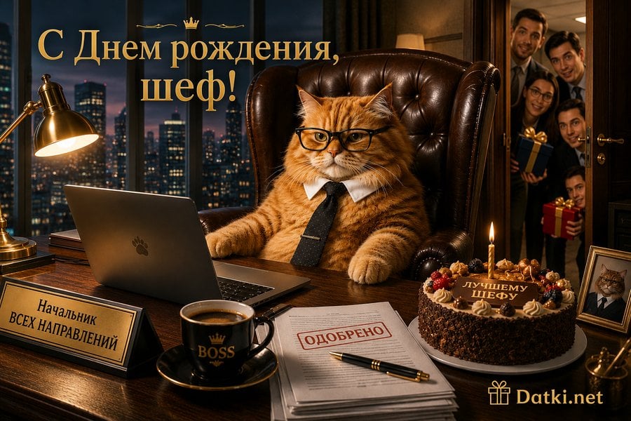 Открытка с днём рождения начальнику — всего наилучшего