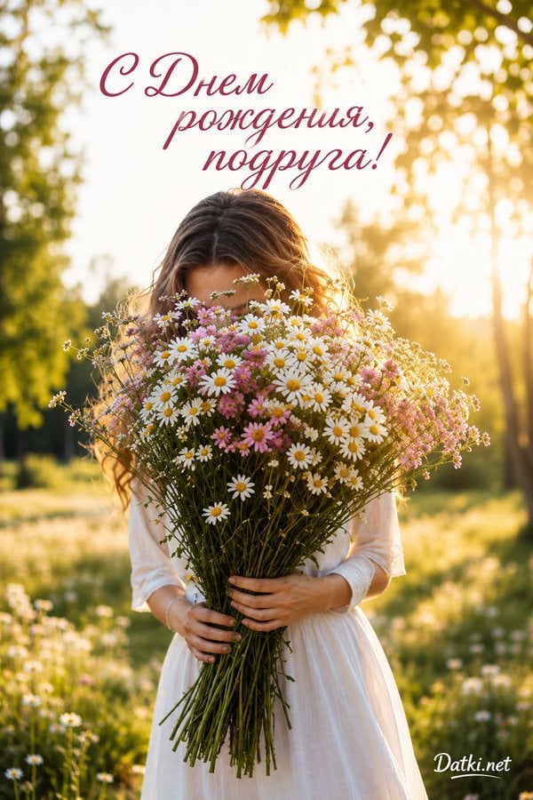 Картинка с днём рождения подруге — самой счастливой сегодня