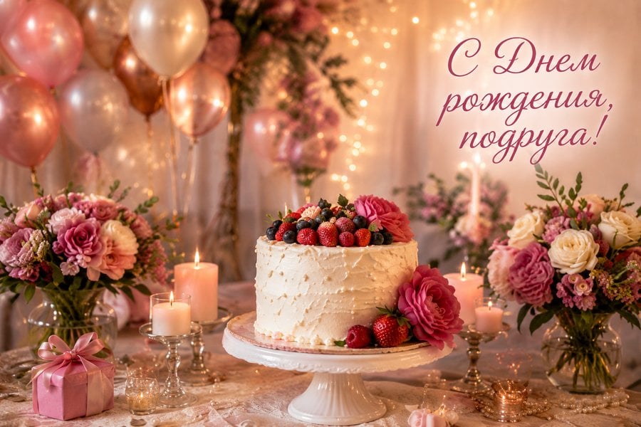 Открытка с днём рождения подруге — ярких впечатлений