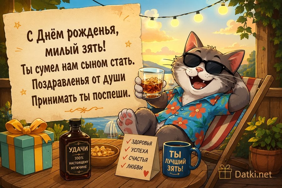 Открытка с днём рождения зятю — пусть год будет ярким