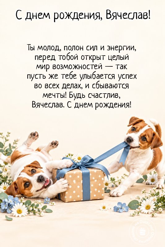 Открытка с днём рождения — пусть год будет счастливым