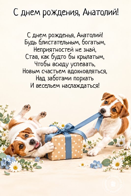 Открытка с днём рождения — пусть год будет счастливым